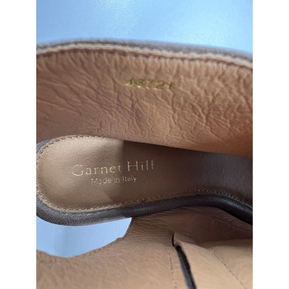 Garnet Hill Madelyn Wedge Women's 6 Italian Leather Zip Peep Toe Mushroom Brown - Picture 7 of 8